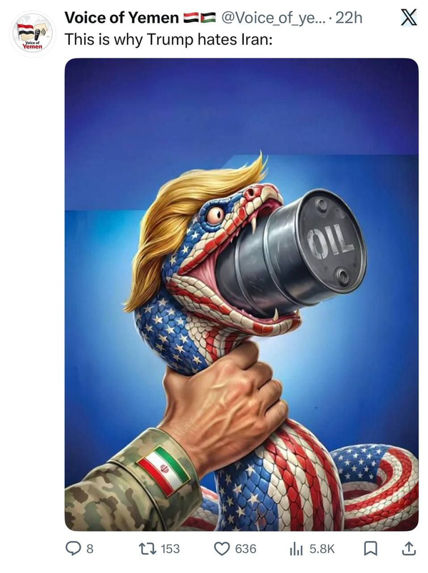 به همین دلیل است که ترامپ 🐷 از ایران متنفر است
This is why Trump hates Iran: