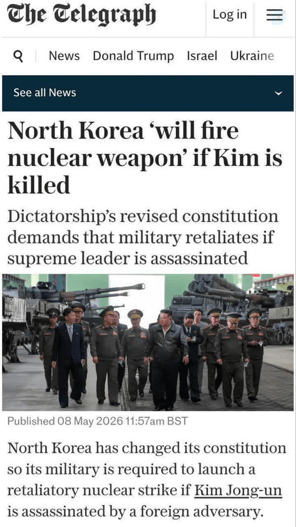 North Korea 'will fire nuclear weapon' if Kim is killed