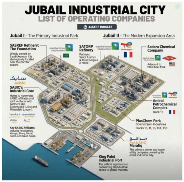 حمله به بزرگ‌ترین شهرک پتروشیمی منطقه‌ی صنعتی الجُبیل عربستان💥 
JUBAIL INDUSTRIAL CITY